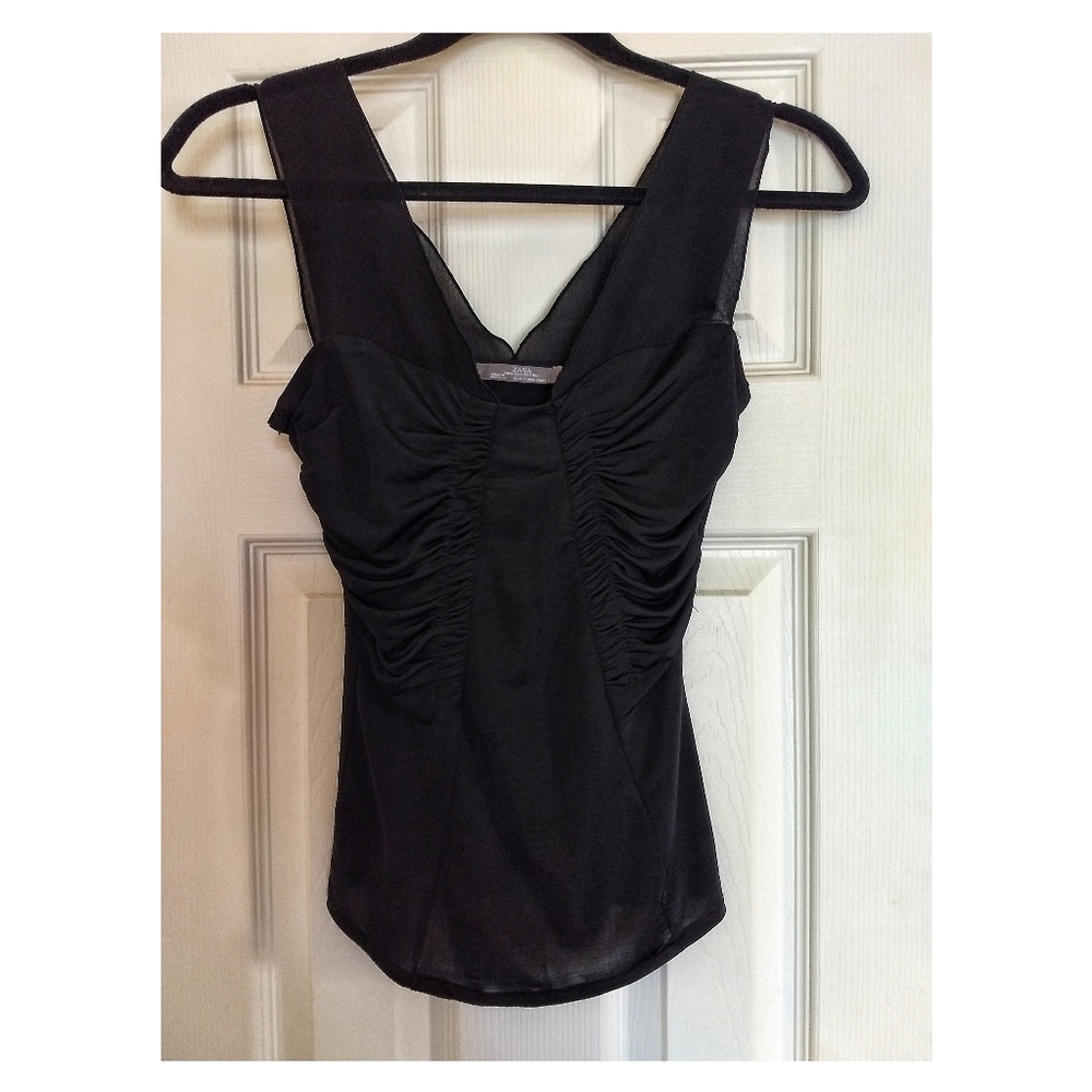 Zara beautiful semi-sheer sleeveless black top